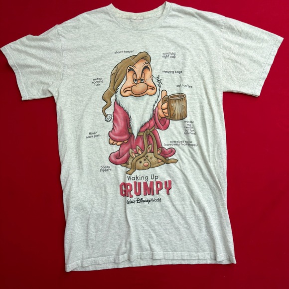 Disney Other - VTG 90's Disney World Waking Up Grumpy Graphic T-Shirt Mens‎ Gray Heather Large